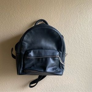 BLACK FAKE LEATHER MINI BACKPACK